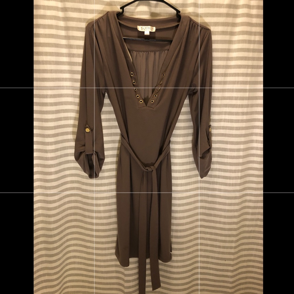 Beautiful Grey Dress with Waist Tie